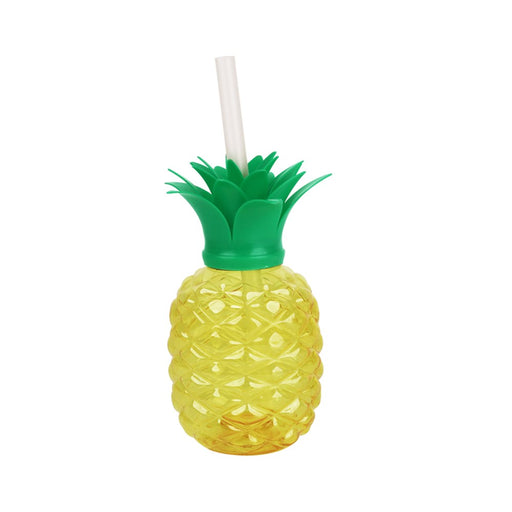 Pineapple shaped drinking cup with straw