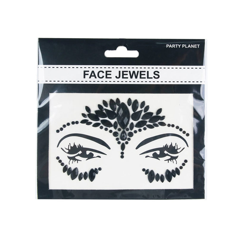 Stick-on black face jewels for costume makeup