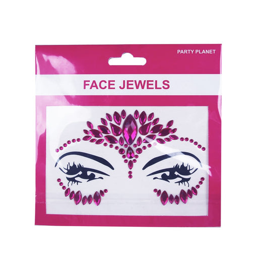 Stick-on pink face jewels for festival styling