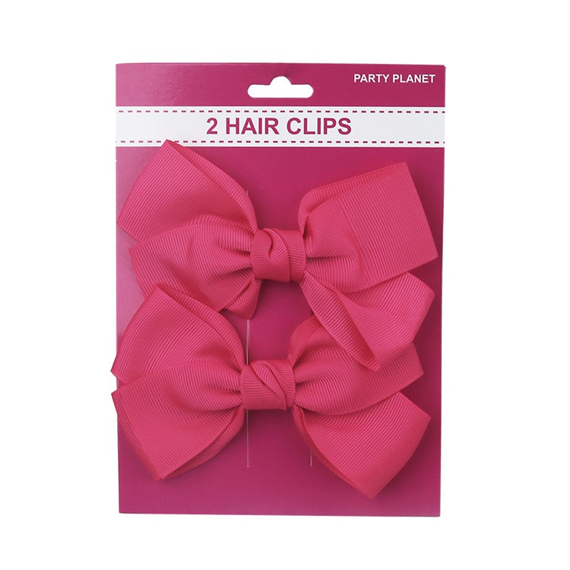Two-pack pink bow hair clips