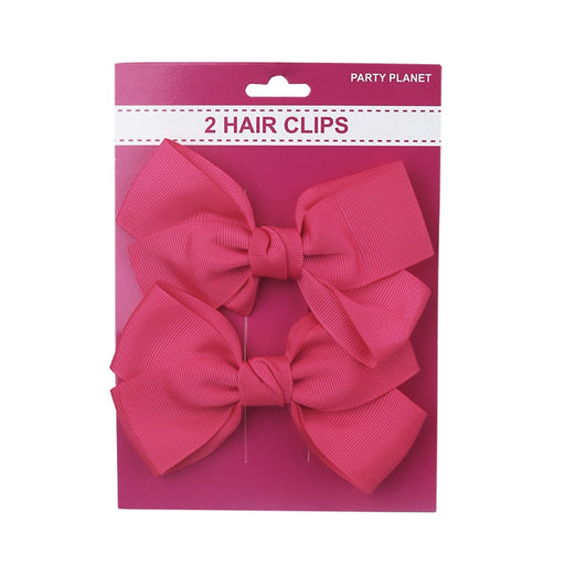 Two-pack pink bow hair clips