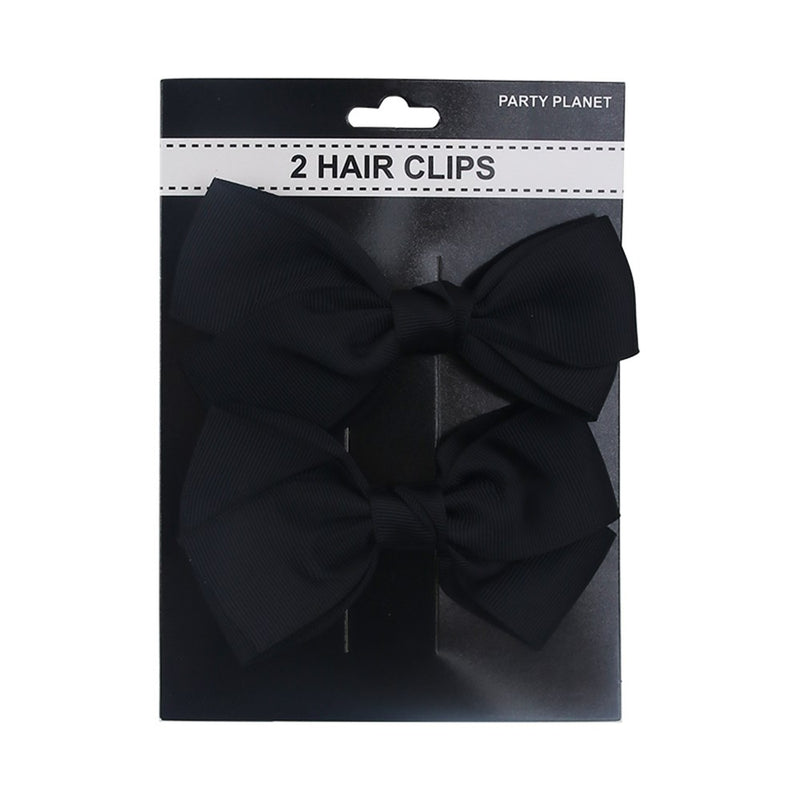 Two-pack black bow hair clips
