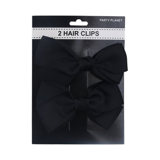 Two-pack black bow hair clips