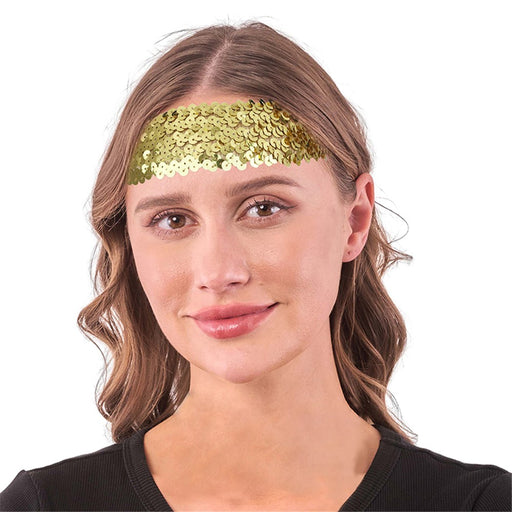 Gold sequin headband for party styling