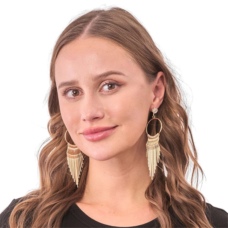 Gold art deco style flapper earrings