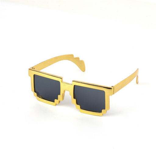 Gold pixel-style party glasses
