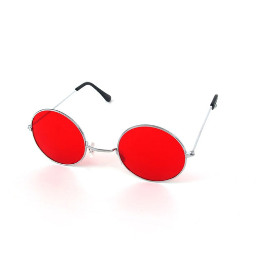 Red tinted hippie style glasses