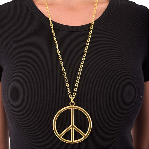 Gold peace sign necklace accessory
