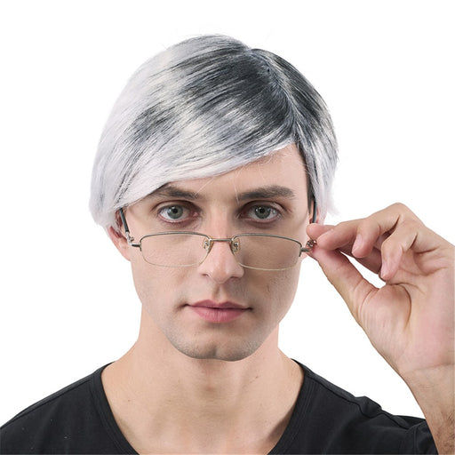 Grey old man character wig