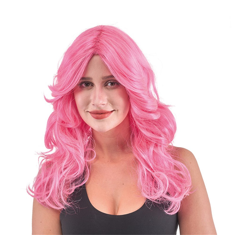 Long curly pink wig