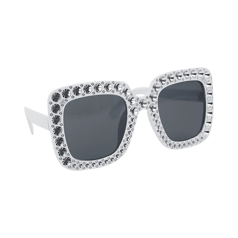 White bling square party glasses