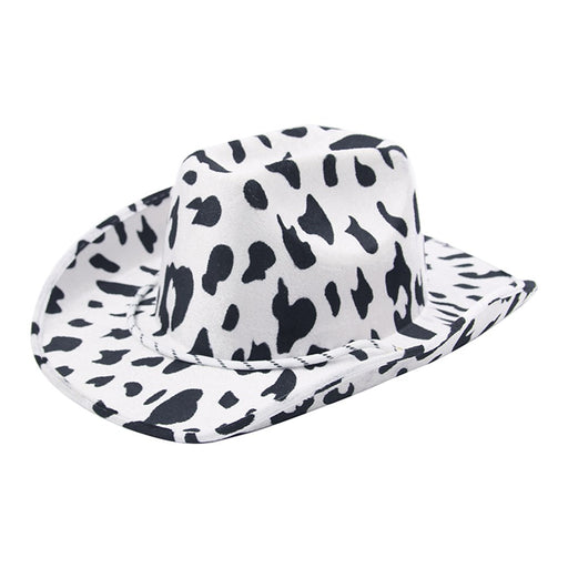 Black and white cow print hat
