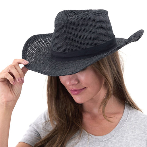 Black burlap cowboy hat