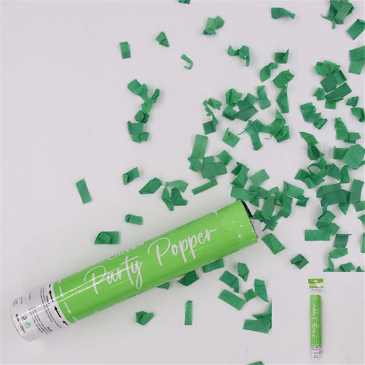 Green confetti party popper 28cm