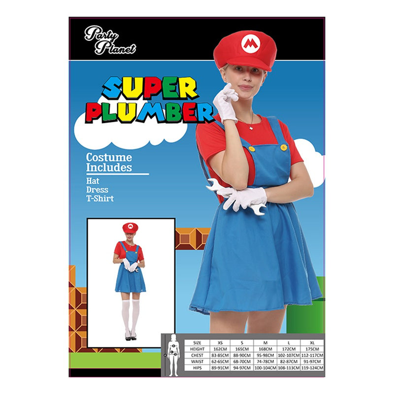 Girl plumber costume red size M
