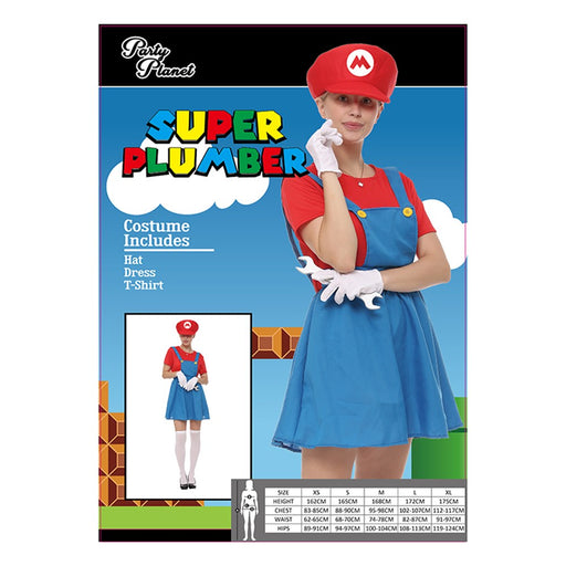 Girl plumber costume red size M