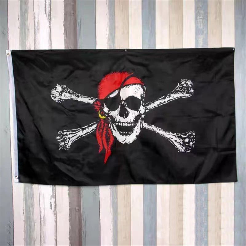 Large pirate skull and crossbones flag