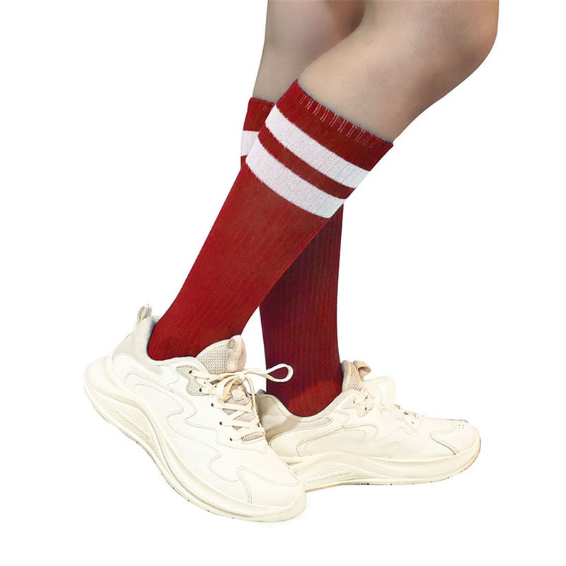 Red and white striped knee high socks 40cm
