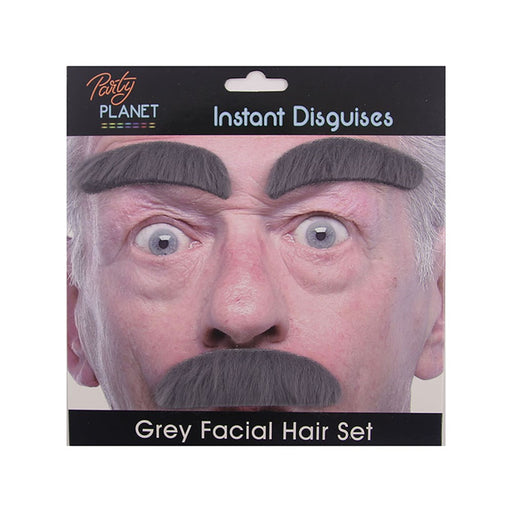 Grey eyebrows and facial hair set