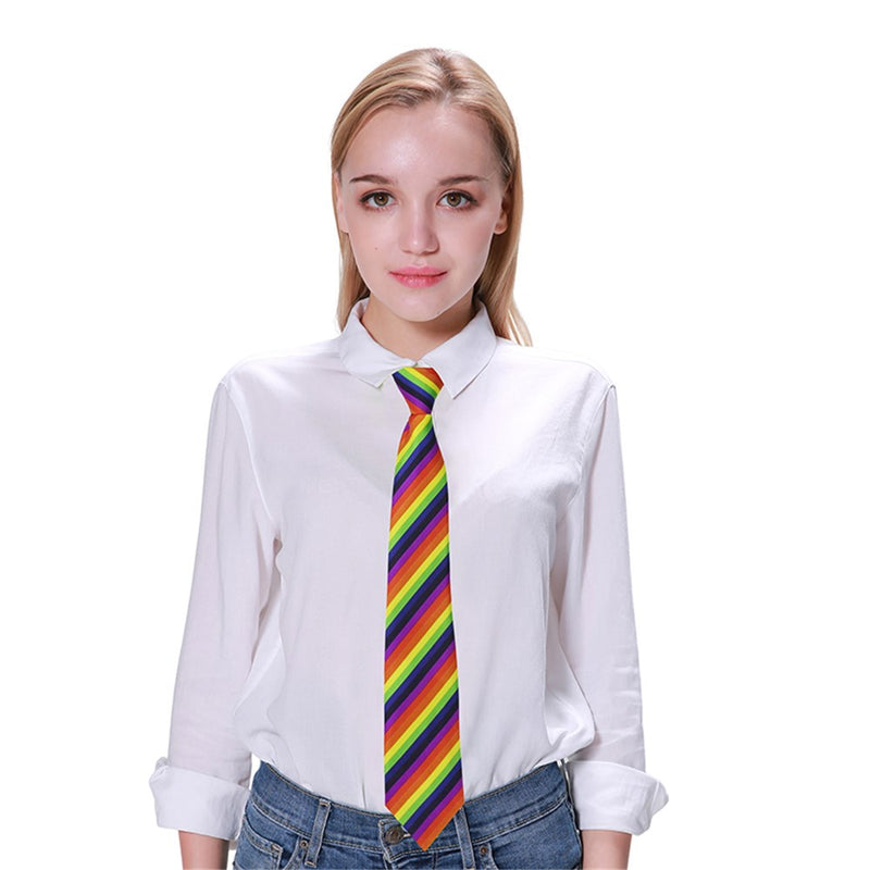 Long necktie with rainbow stripes