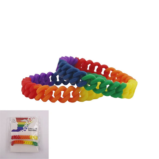 Pack of 2 silicone rainbow bracelets