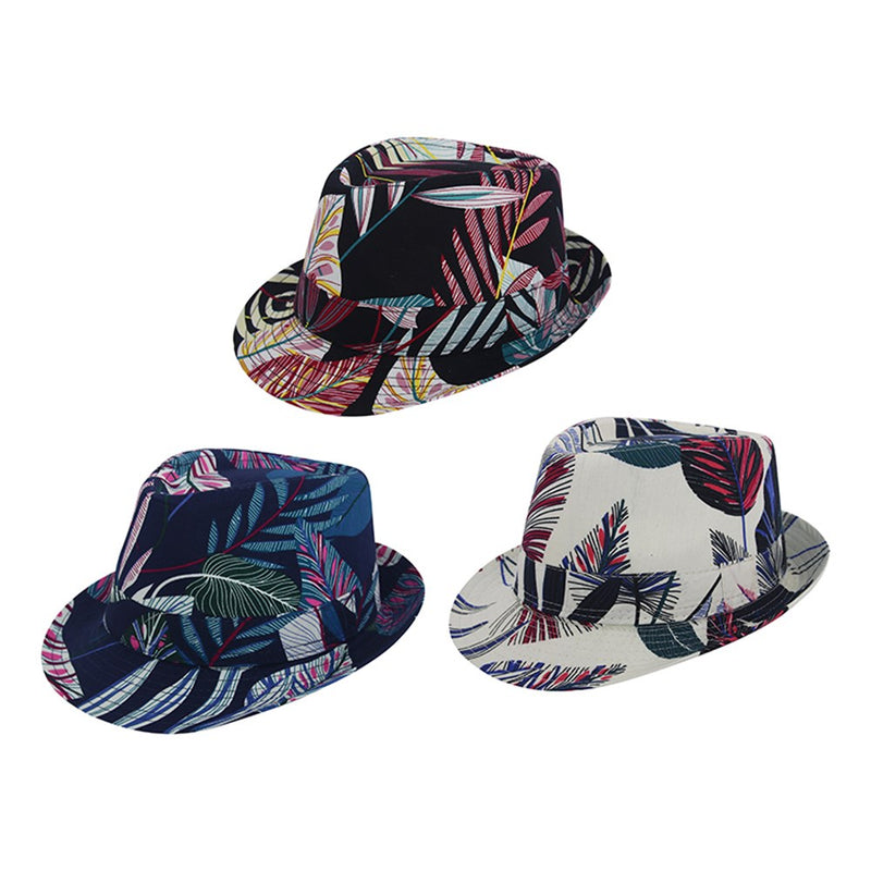 Tropical print fedora for men