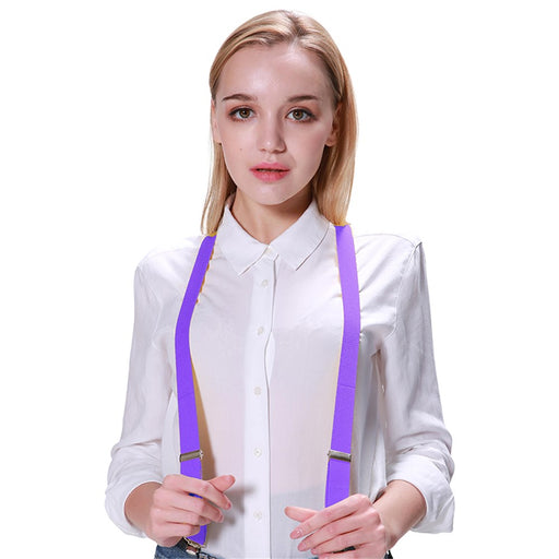 Purple suspenders costume accessory