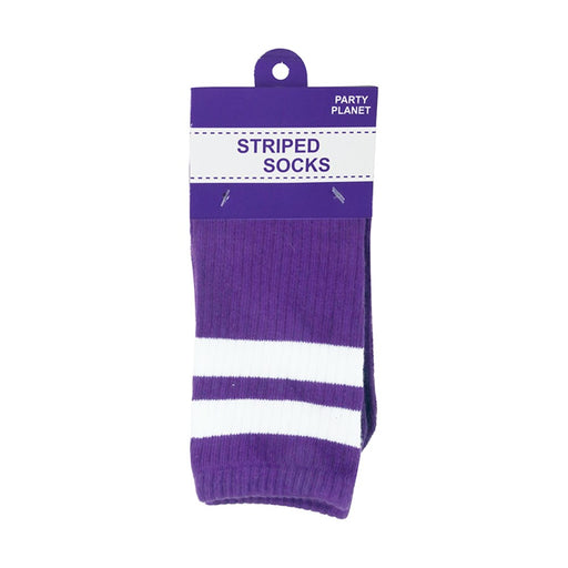Purple striped knee high costume socks