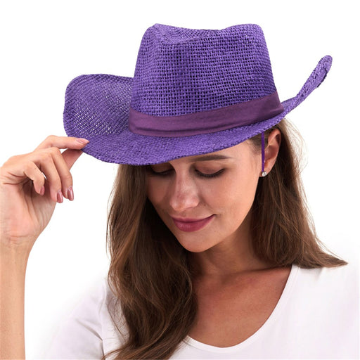 Purple burlap cowboy hat costume