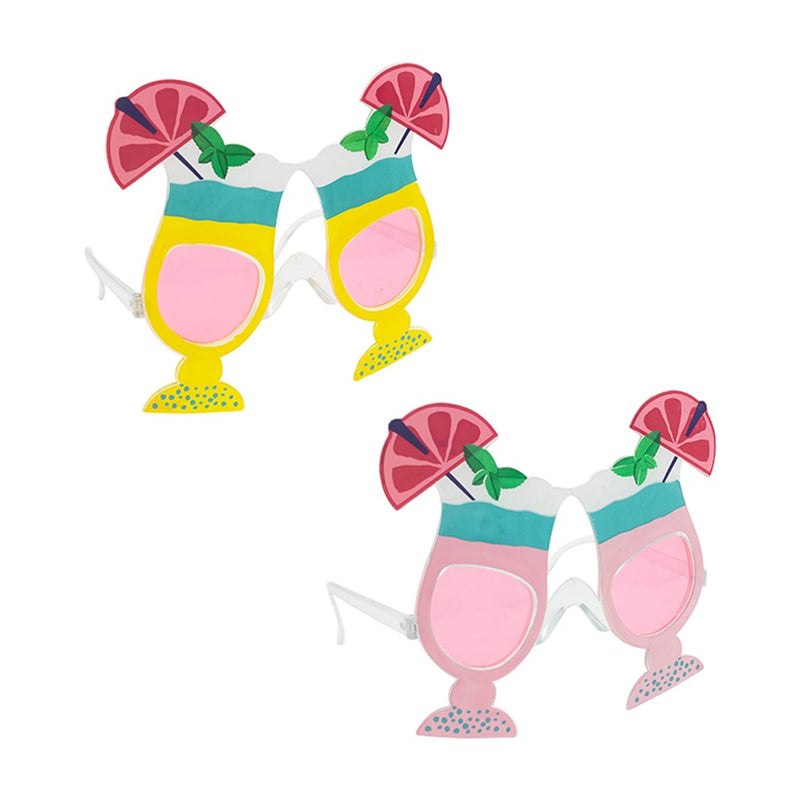 Cocktail party glasses pink yellow
