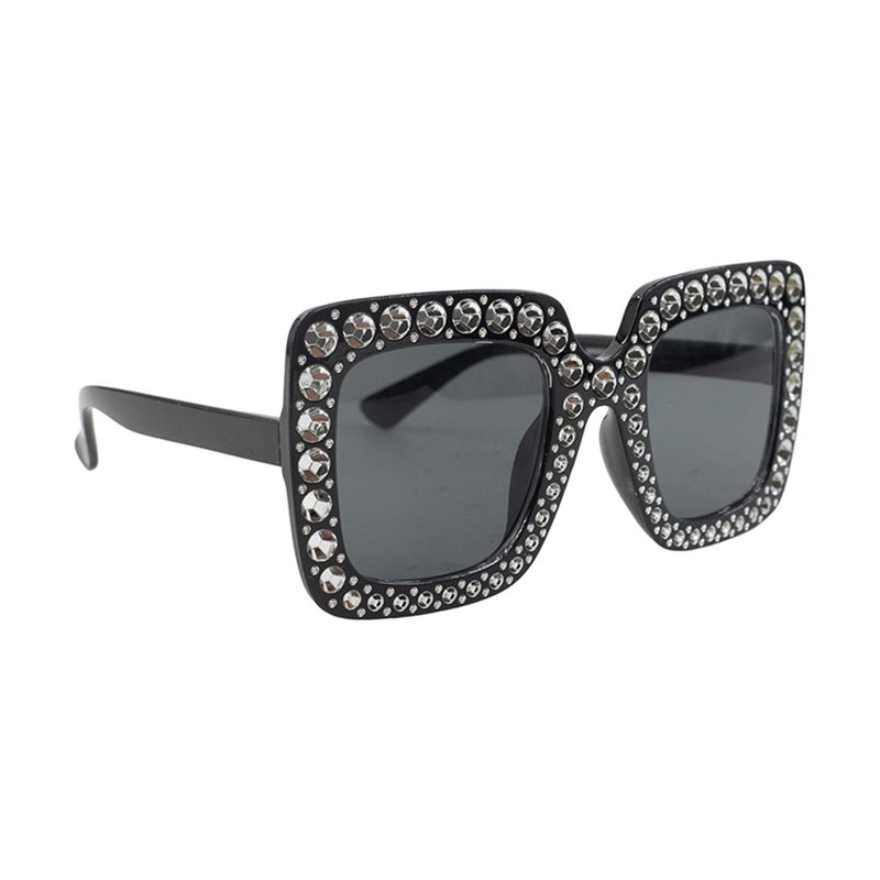 Dark novelty eyewear encrusted with sparkling faux jewels