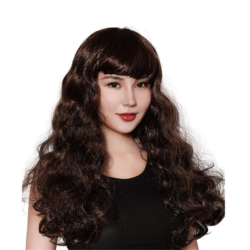 Long brunette wavy costume wig