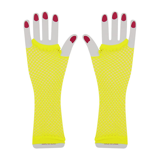 Yellow fishnet gloves costume