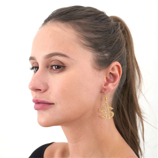 Dollar sign costume earrings