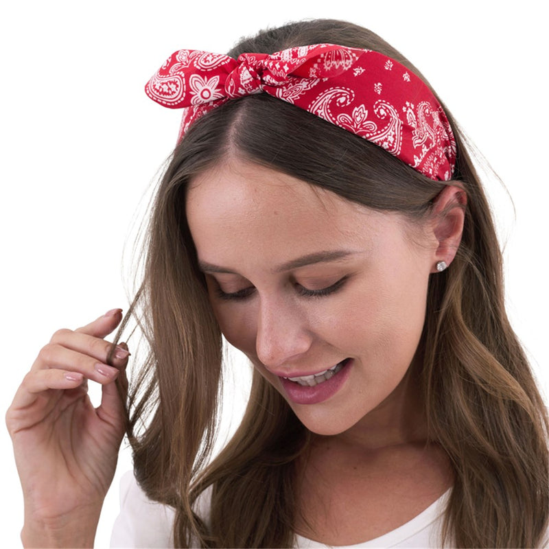 Red retro printed headband