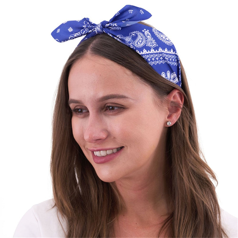 Blue retro printed headband