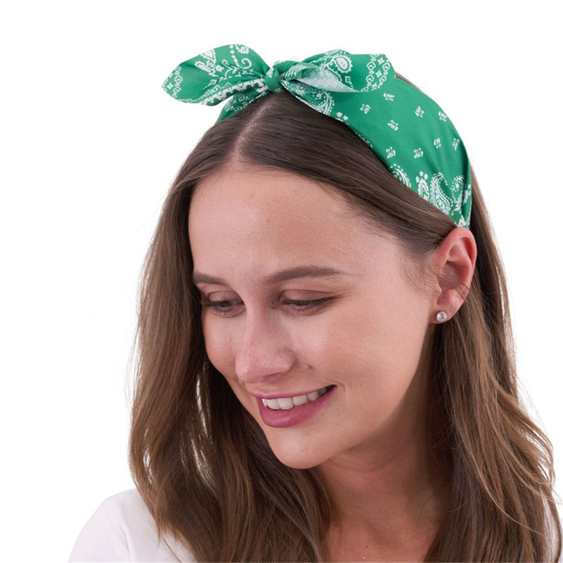 Green retro printed headband