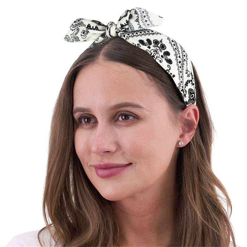 White retro printed headband