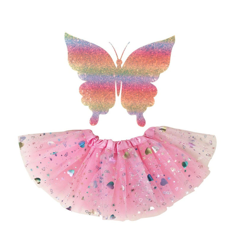 Toddler pink wings and tutu costume set