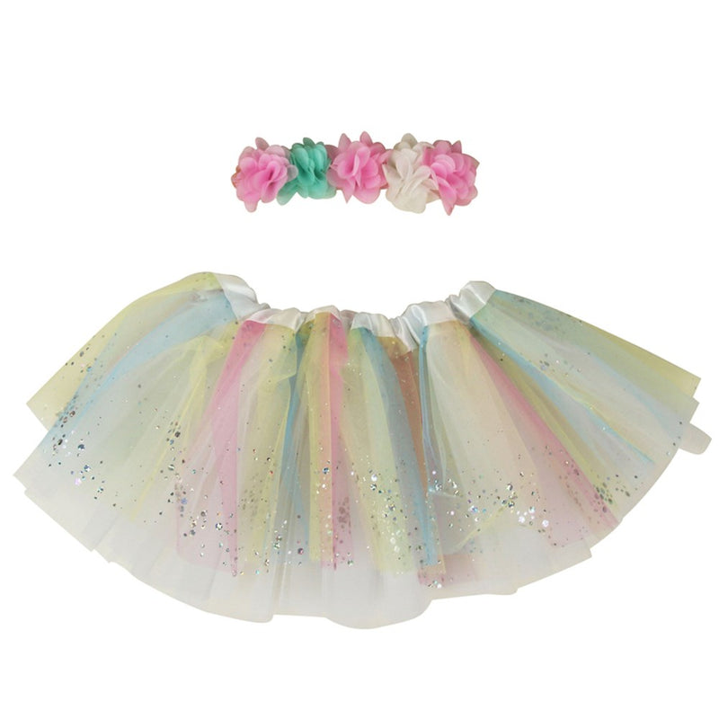Toddler rainbow headband and tutu set