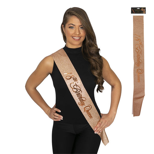 Rose gold 18th birthday sash