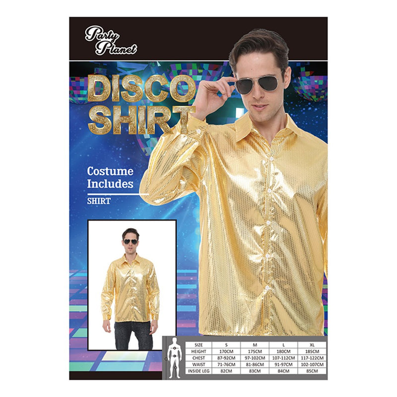Gold sequin disco shirt large