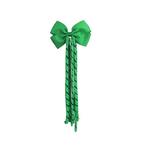 Green bow tassel hair clip
