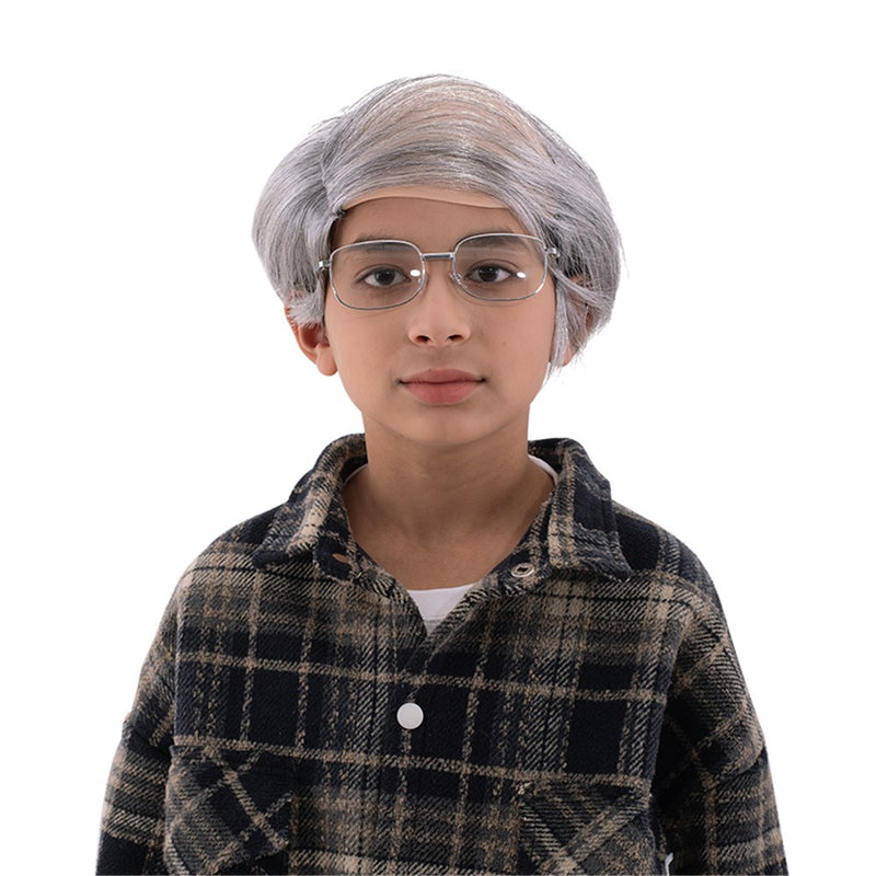Little old man wig and glasses costume set