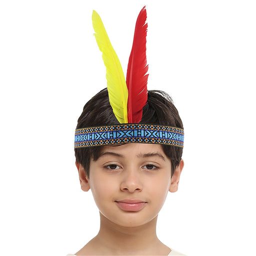 Native American style headband with feathers
