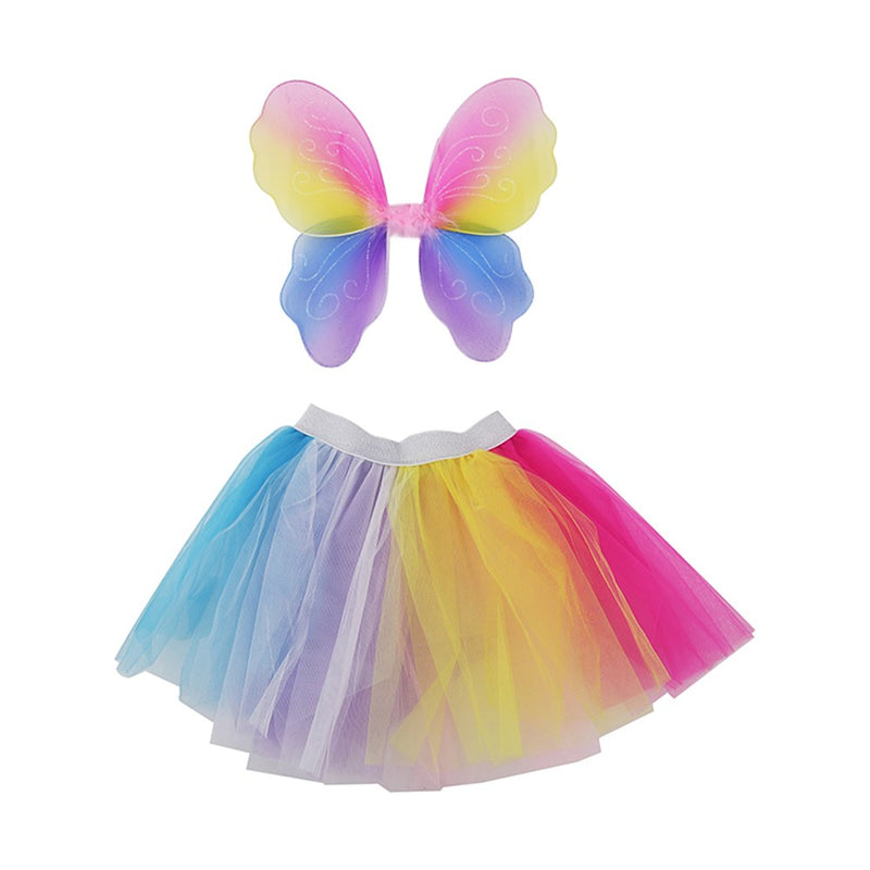 Rainbow butterfly wings and tutu set