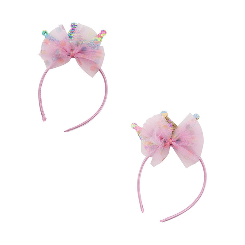 Iridescent sequin mini crown headband