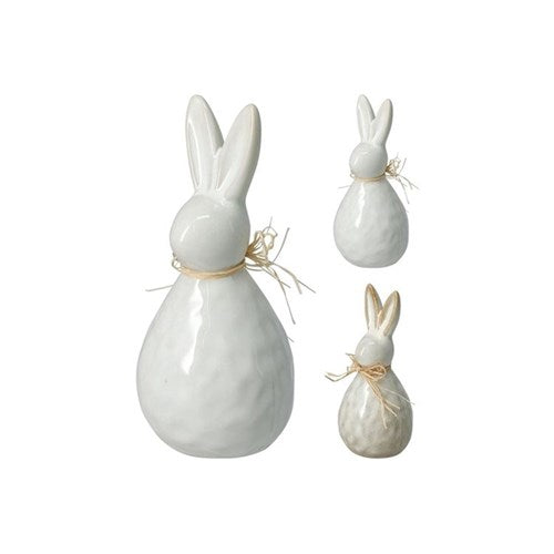 Porcelain rabbit with raffia bow 15cm