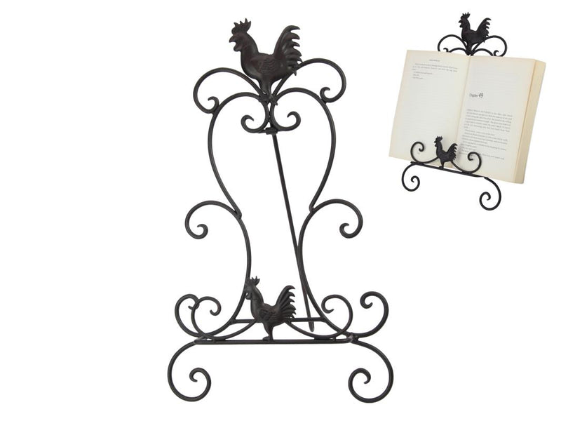 Metal plate stand with rooster design