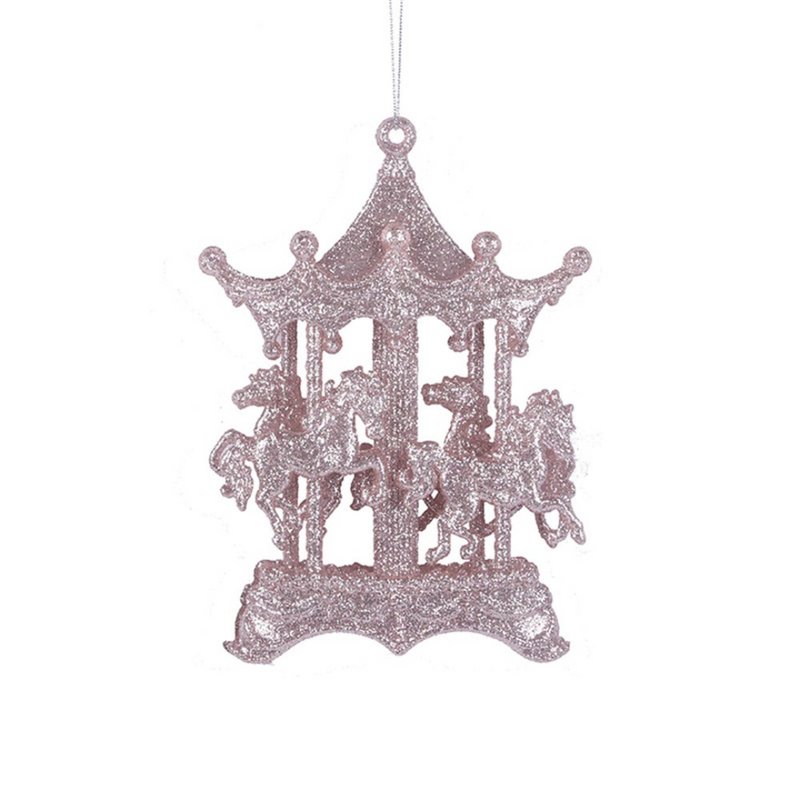 Ronis Pale Pink Glitter Carousel Tree Ornaments 15.5x10x2cm